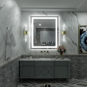 30 in. W x 36 in. H Rectangular Frameless Front & Back LED Lighted Anti-Fog Tempered Glass Wall Bathroom Vanity Mirror