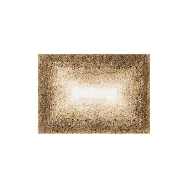 Mohawk Home 17 in. x 24 in. Barley Brown Ombre Border Polyester Machine Washable Bath Mat