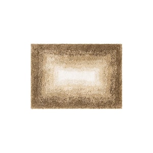 Ombre Border Barley 20 in. x 34 in. Brown Polyester Machine Washable Bath Mat