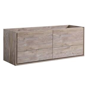 Catania 60 in. Modern Wall Hung Bath Vanity Cabinet Only in Rustic Natural Wood