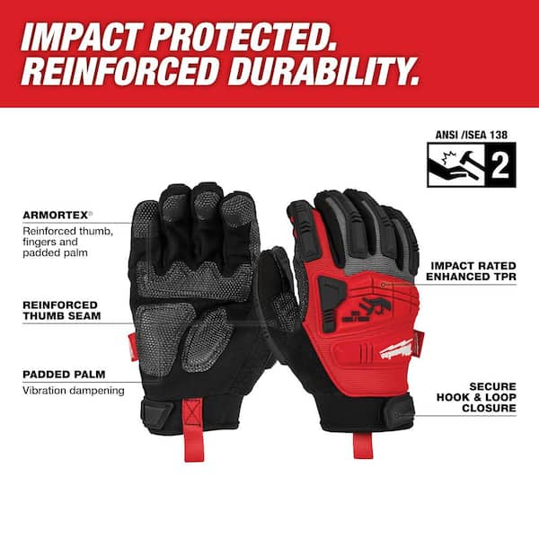 2 Pairs Impact Resistant Work Gloves Coated Vibration Protection Safety Grip  XXL
