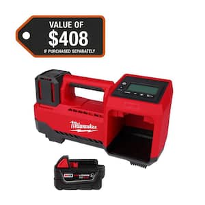 M18 18-Volt Lithium-Ion Cordless Electric Portable Inflator w/ 5.0 Ah Battery