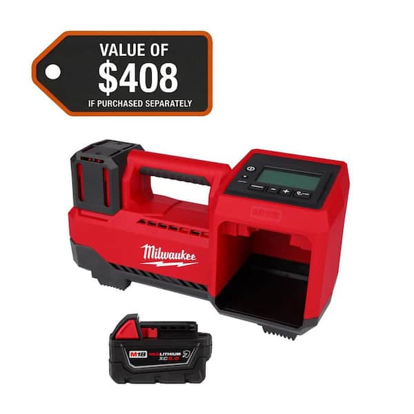 M18 18-Volt Lithium-Ion Cordless Electric Portable Inflator w/ 5.0 Ah Battery