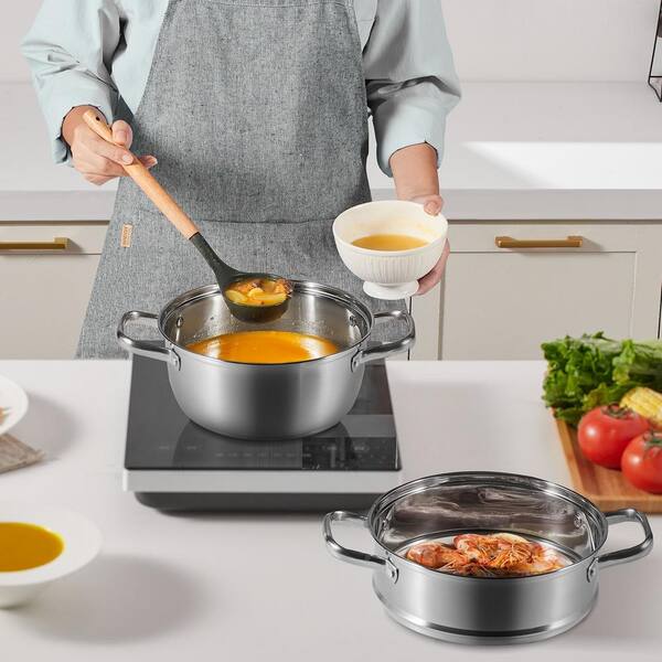 VEVOR Steamer Pot 8.66 in. Steamer Pot for Cooking with 3 qt VEVOR Steamer Pot 8.66 in. Steamer Pot for Cooking with 3 qt