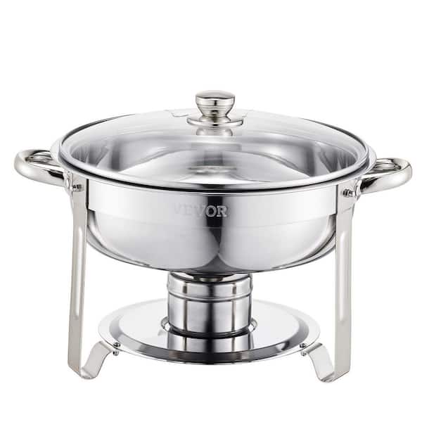 Chafing Dish Buffet Set, 5 qt. 4 Pack, Stainless Steel Chafer with 4 Full Size Pan, Round Catering Warmer Server