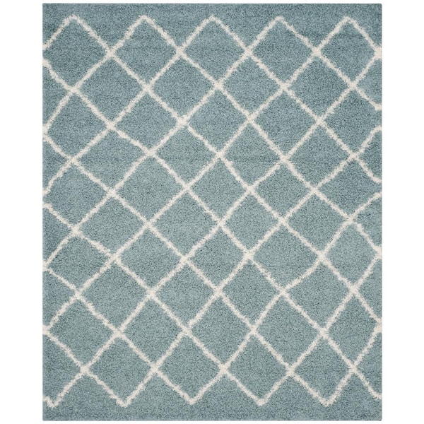 SAFAVIEH Dallas Shag Seafoam/Ivory 9 ft. x 12 ft. Geometric Area Rug