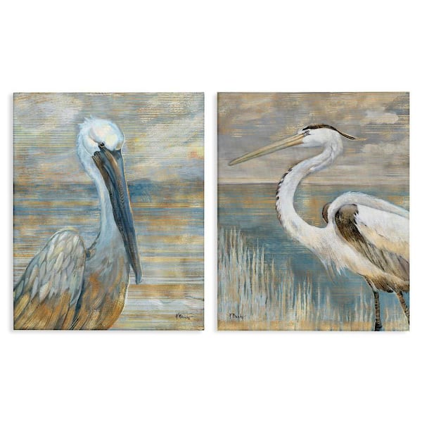 Stupell Industries Sea Birds Abstract Beach by Paul Brent 2-Piece Gallery Wrapped Unframed Animal Graphic Art Print 24 in. x 30 in.