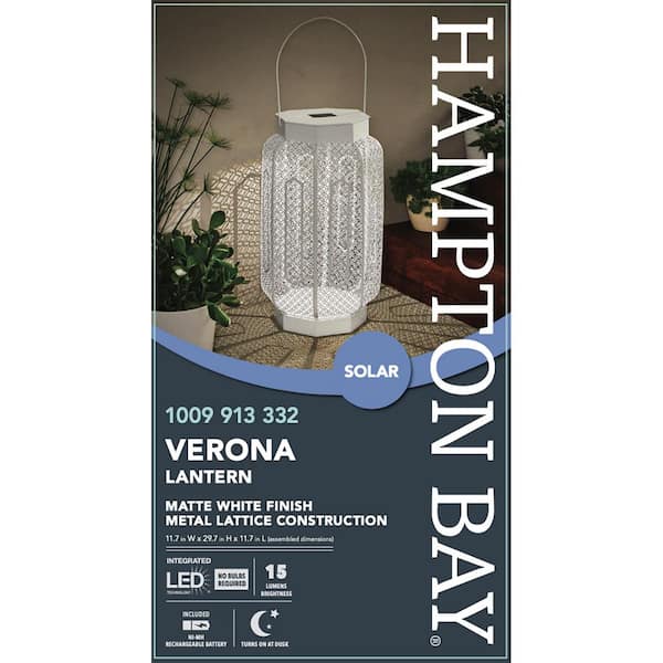 Hampton Bay Verona White Dusk to Dawn Integrated LED Outdoor Solar