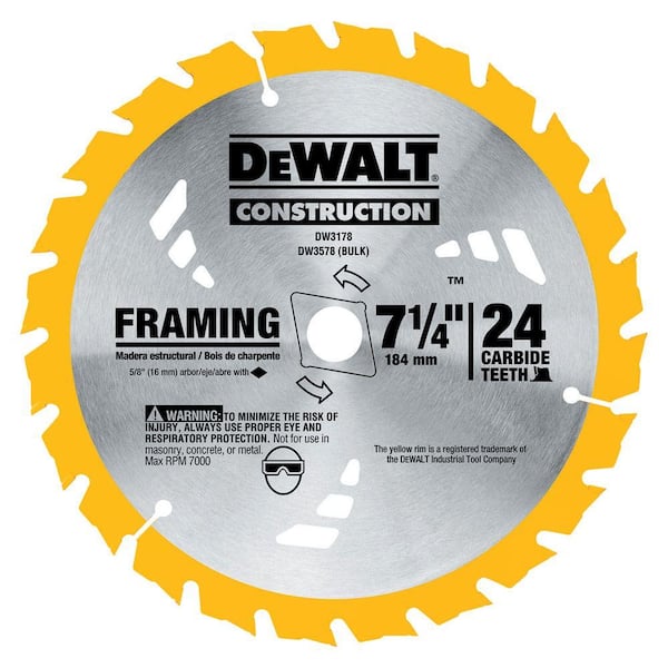 DEWALT 7-1/4 in. Construction 24-Teeth Thin Kerf Framing Circular Saw Blade