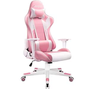 Gaming Chair Racing style Chair Office Chair High Back PU Leather Computer Chair with Headrest (Pink)
