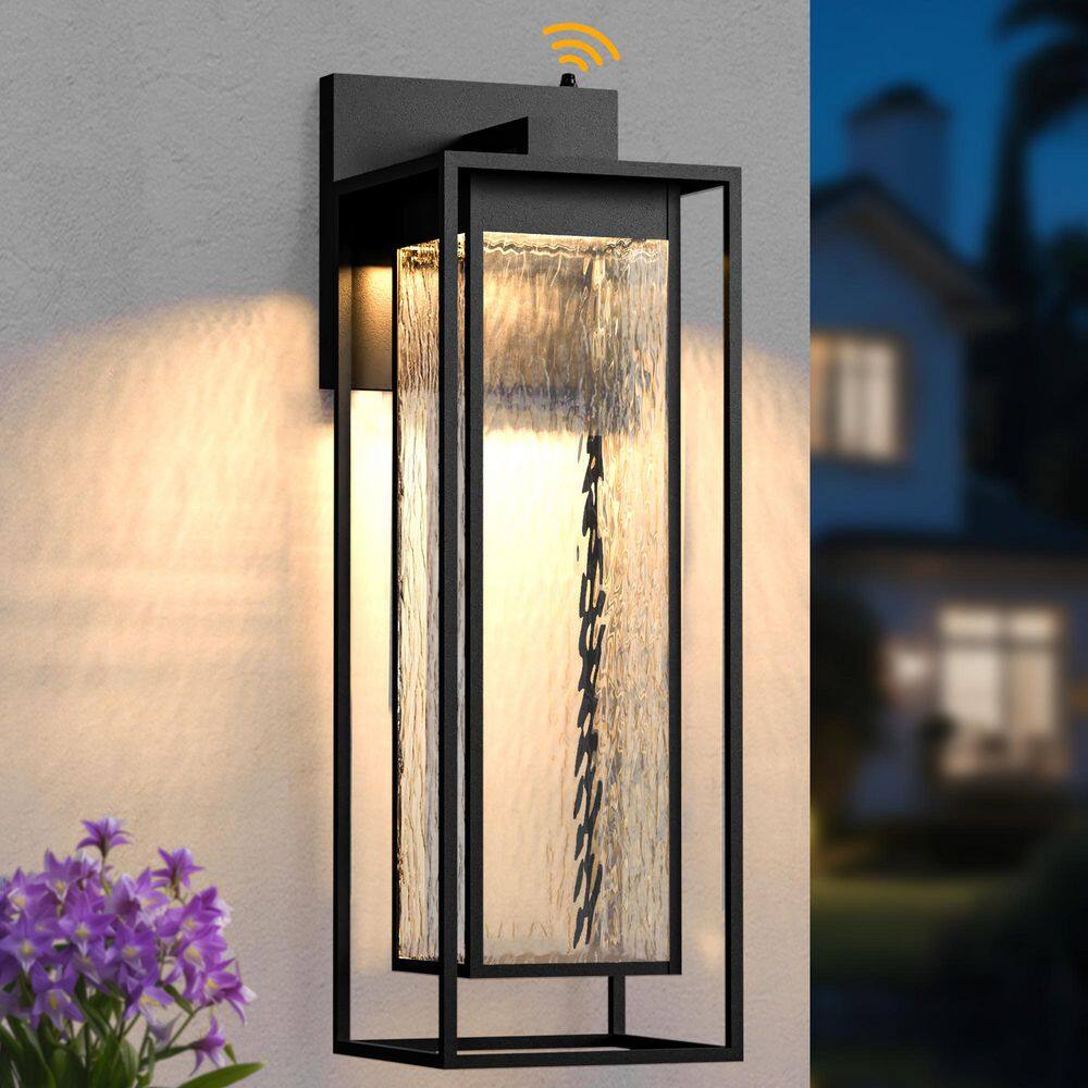 28 in. Black Modern Dusk to Dawn LED Outdoor Exterior Garage Front Porch Wall Lights Sconces Lighting Fixtures price history on PriceWatchPro