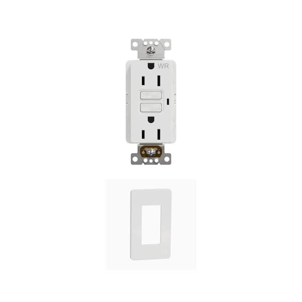 X Series 15 Amp GFCI Duplex Outlet and 1-Gang Screwless Rocker Wall Plate Combo - Matte White