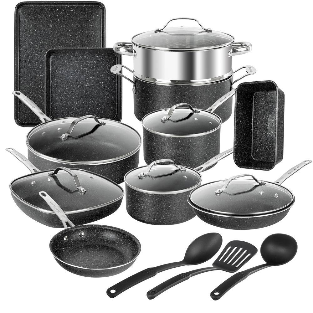  Granitestone Original Stack Master 10 Piece Cookware Set,  Triple Layer Nonstick Granite Stone with Diamond infused Coating,  Dishwasher Oven Safe, Non-Toxic Pots and Pans, Large, Black : Everything  Else