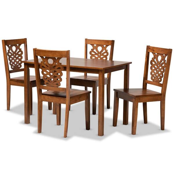 Baxton Studio Luisa 5-Piece Walnut Brown Dining Set