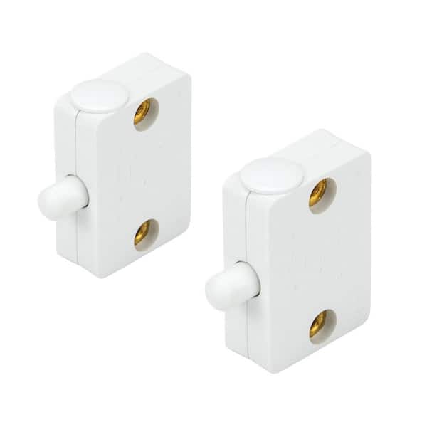 Cabinet Door Push Button LED Light Switch White 2 Pack