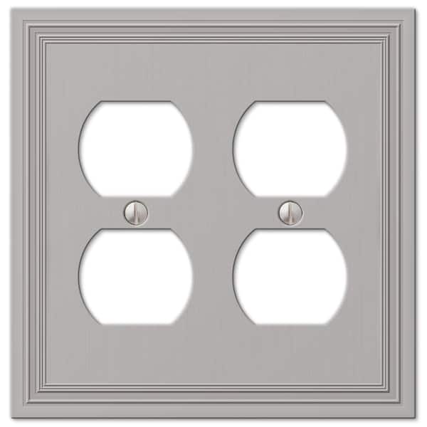 AMERELLE Hallcrest 2 Gang Duplex Metal Wall Plate - Satin Nickel
