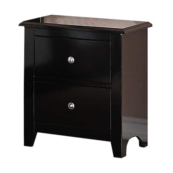 Benjara 16 in. Brown 2-Drawer Wooden Nightstand