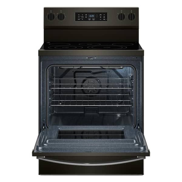30 in. 5 Burner Elements Freestanding Electric Range in Black Stainless with Air Cooking Technology