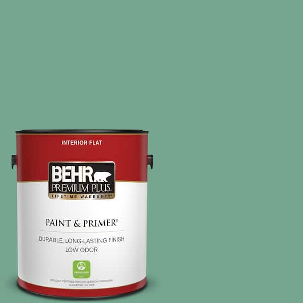 BEHR PREMIUM PLUS 1 gal. #M420-5 Free Green Flat Low Odor Interior Paint & Primer