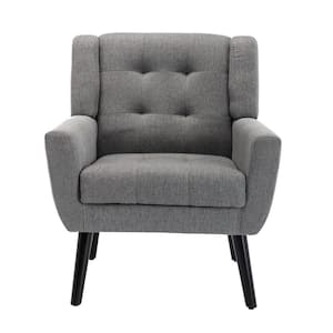 Liight Grey Linen Material Ergonomics Accent Chair Living Room Chair Bedroom Chair Home Chair With Black Legs