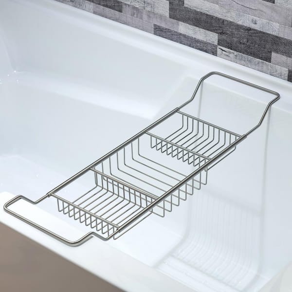 ᐅ【WOODBRIDGE Stainless Steel Extendable Bathtub Caddy Tray in Brushed Gold  Finish with Removable Wine Holder, Book and Phone Rack,  Bathcad-BG-WOODBRIDGE】