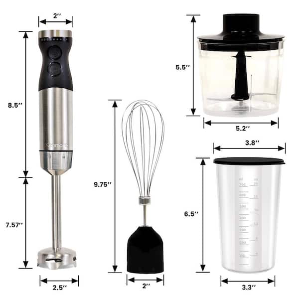 Immersion Blender 800W, 5 in 1 Hand Blender, 24 Speed and Turbo Mode  Immersion Blender Handheld, Stick Blender Stainless Steel Blade with Mixing