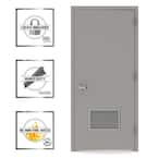 36 in. x 80 in. Firerated Left-Hand Louver Steel Prehung Commercial Door with Welded Frame