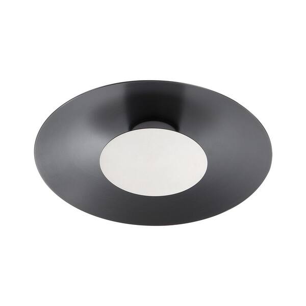 Golden Lighting - Luma 11.75 in. 12-Watt Soft Modern Graphite Integrated LED Flush Mount with Sand Nickel Shade