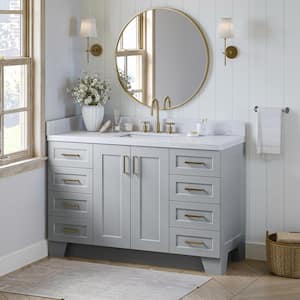Taylor 54.25 in. W x 22 in. D x 36 in. H Single Sink Freestanding Bath Vanity in Grey with Carrara Quartz Top