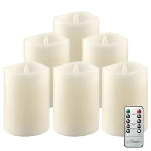 NEW Flameless Timer Pillar Bisque Color Candles with Wavy Edge Count of 3 