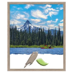 Hardwood Wedge Whitewash Wood Picture Frame Opening Size 20 x 24 in.