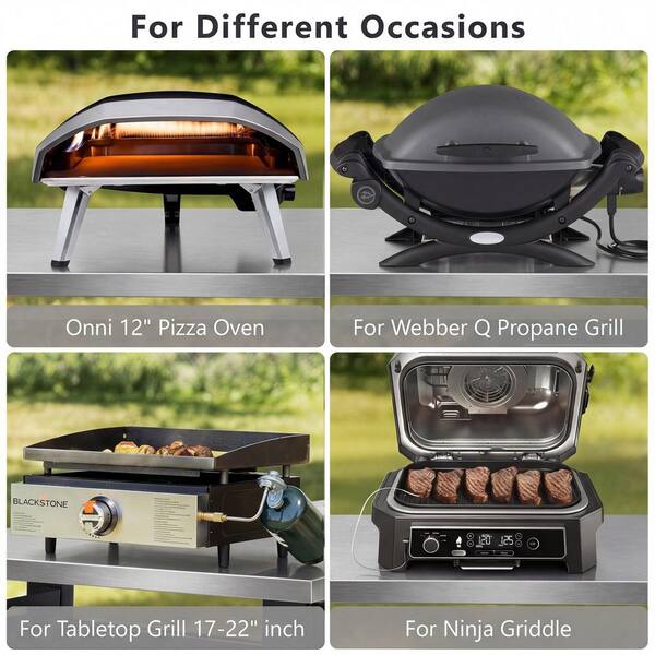 Metal Outdoor Grill Cart Kitchen Island with Wheels, Stainless