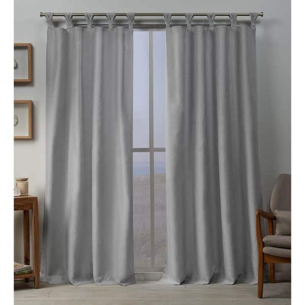 Loha Dove Grey Solid Light Filtering Braided Tab Top Curtain, 54 in. W x 108 in. L (Set of 2)