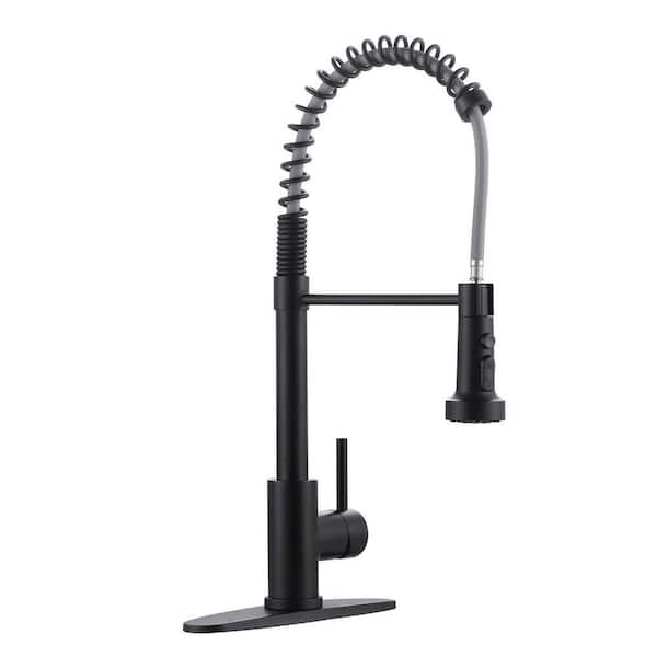 20.3 in. H Single Handle 360° Swivel Spout Pull Down Sprayer Kitchen Faucet with 3-Mode Spray in Matte Black