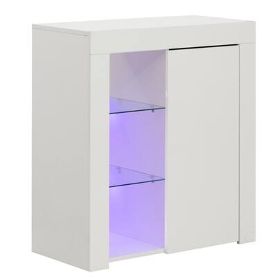 Office or Living Room White Side Storage Accent Cabinet with LED