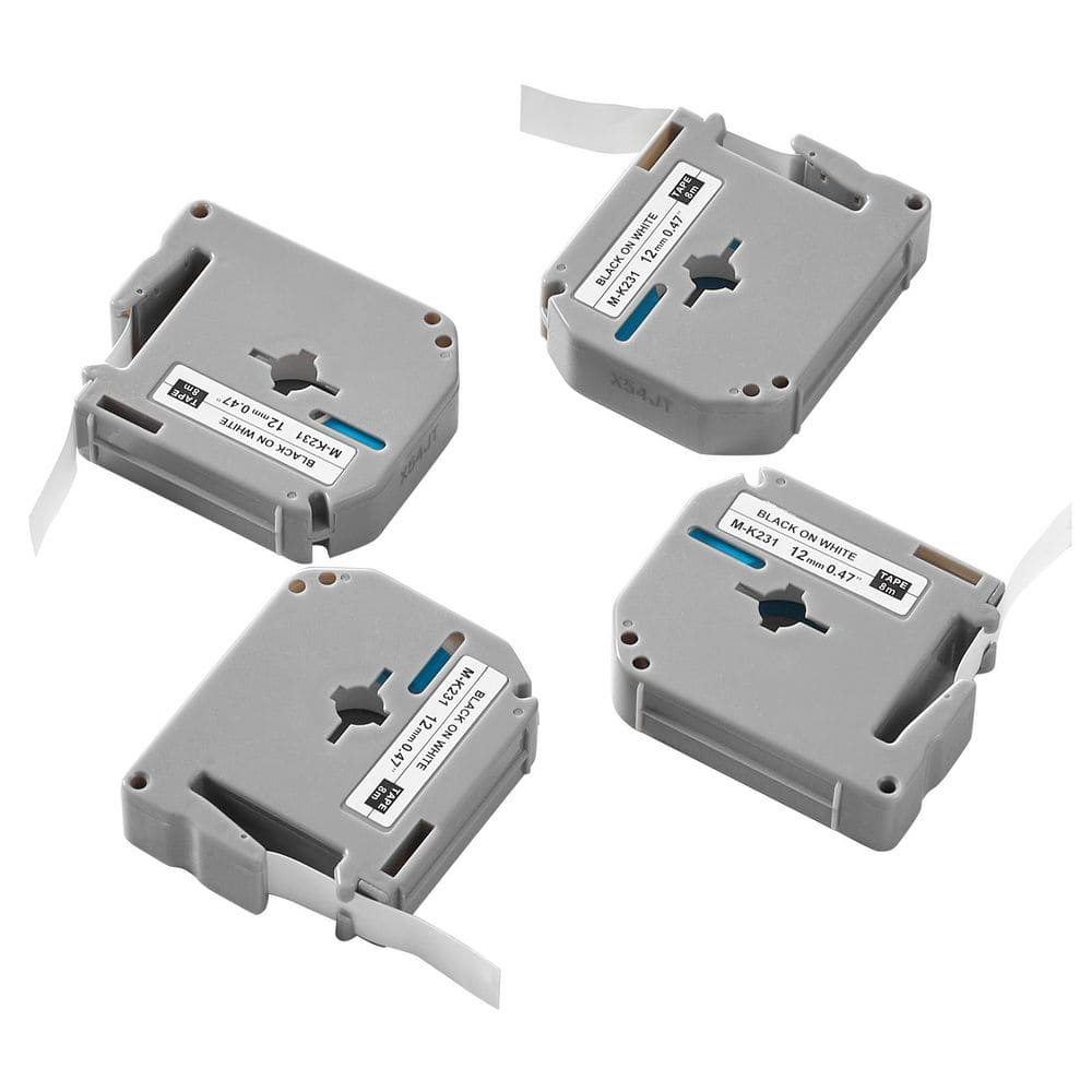 Label Maker Tape for Brother Labelers, 4-Pack, 12 mm Black on White, Waterproof, Compatible with M-K231 Tape 2025 Update price history on PriceWatchPro
