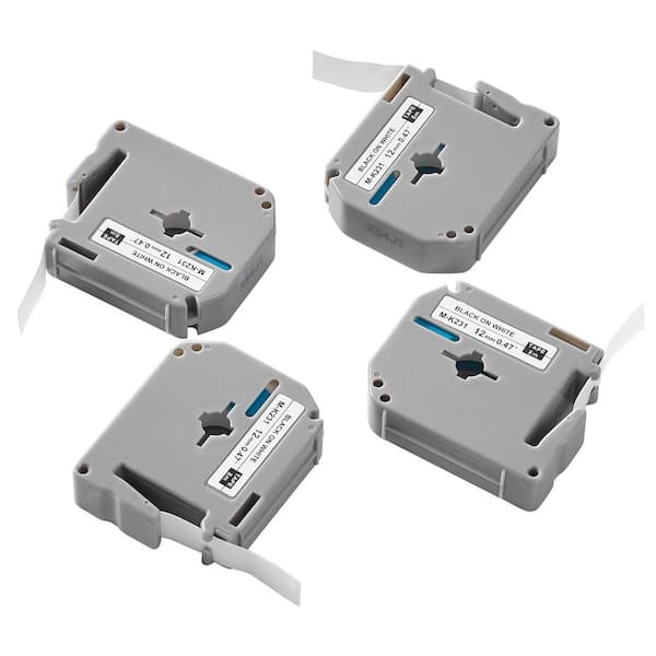 Label Maker Tape for Brother Labelers, 4-Pack, 12 mm Black on White, Waterproof, Compatible with M-K231 Tape 2025 Update
