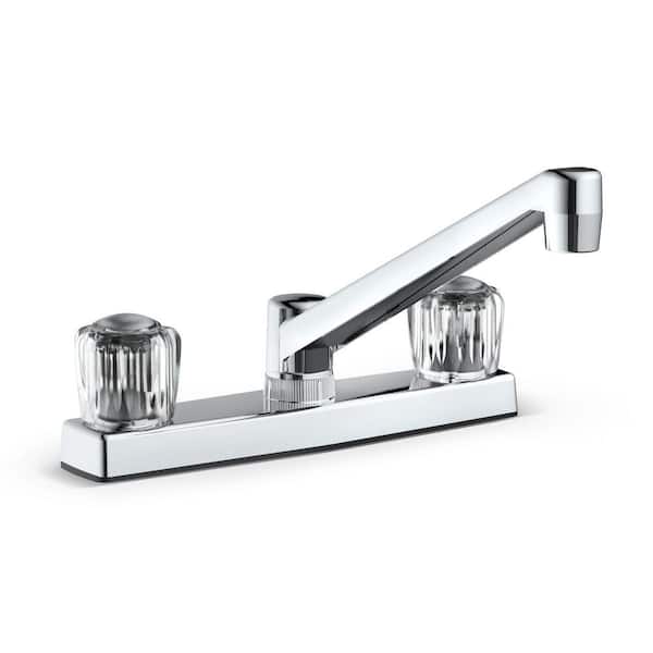 plumb tech Fits right, always tight, safe & durable. Non-Metallic Double Handle Deck Mount Standard Kitchen Faucet in Chrome