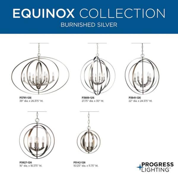 Progress Lighting Equinox Brushed Nickel Transitional Globe Pendant Light