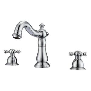 Aldora 8 in. Widespread 2-Handle Metal Cross Bathroom Faucet in Polished Chrome