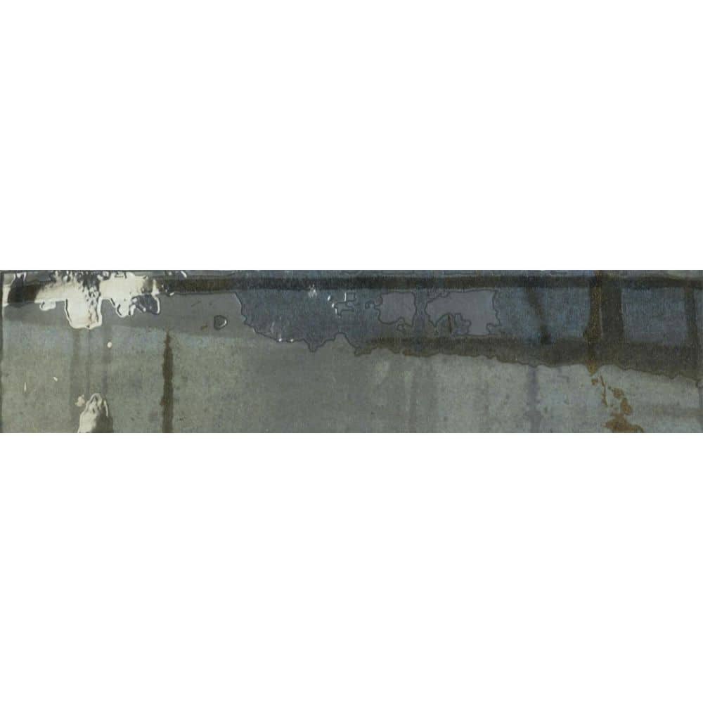 Homage Respect Green/Brown 3 in. x 12 in. Textured Look Porcelain Subway Wa