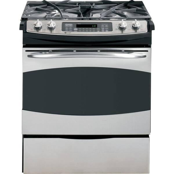 GE Profile 4.1 cu. ft. Slide-In Gas Range with Self-Cleaning Convection Oven in Stainless Steel