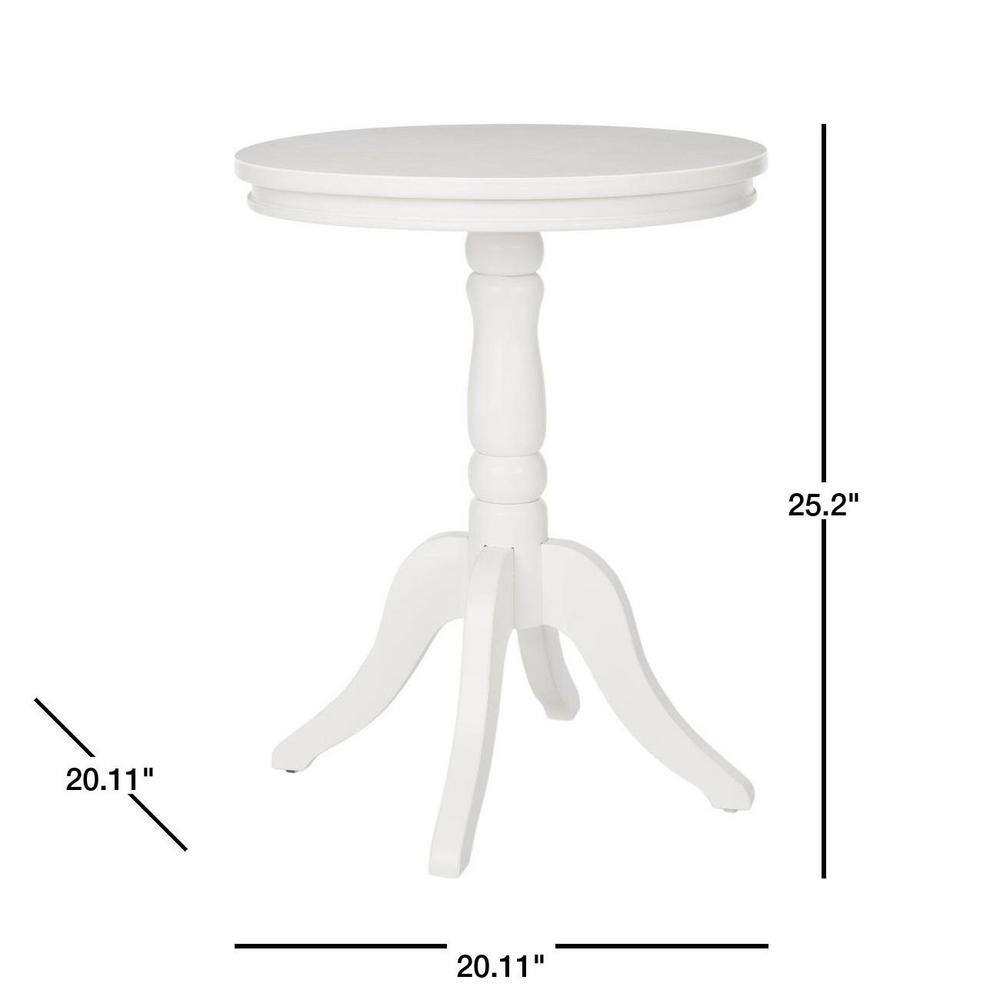 Vivienne White Pine Wood Round Accent Table