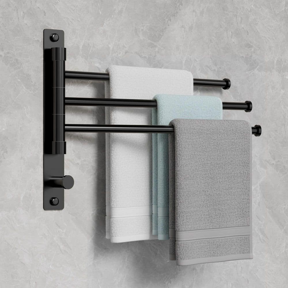GRANDJOY Black Towel Rack Wall Mounted Rotating Towel Rack, SUS304 — free download