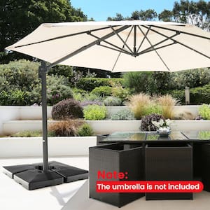 4-Pieces Fillable Offset Cantilever Patio Umbrella Base Stand Heavy-Duty Square in Black