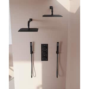 ZenithRain Shower System 8-Spray 12 and 12 in. Dual Wall Mount Fixed and Handheld Shower Head 2.5 GPM in Matte Black
