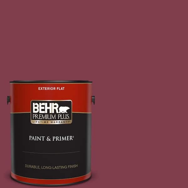 BEHR PREMIUM PLUS 1 gal. #120D-7 Ruby Red Flat Exterior Paint & Primer
