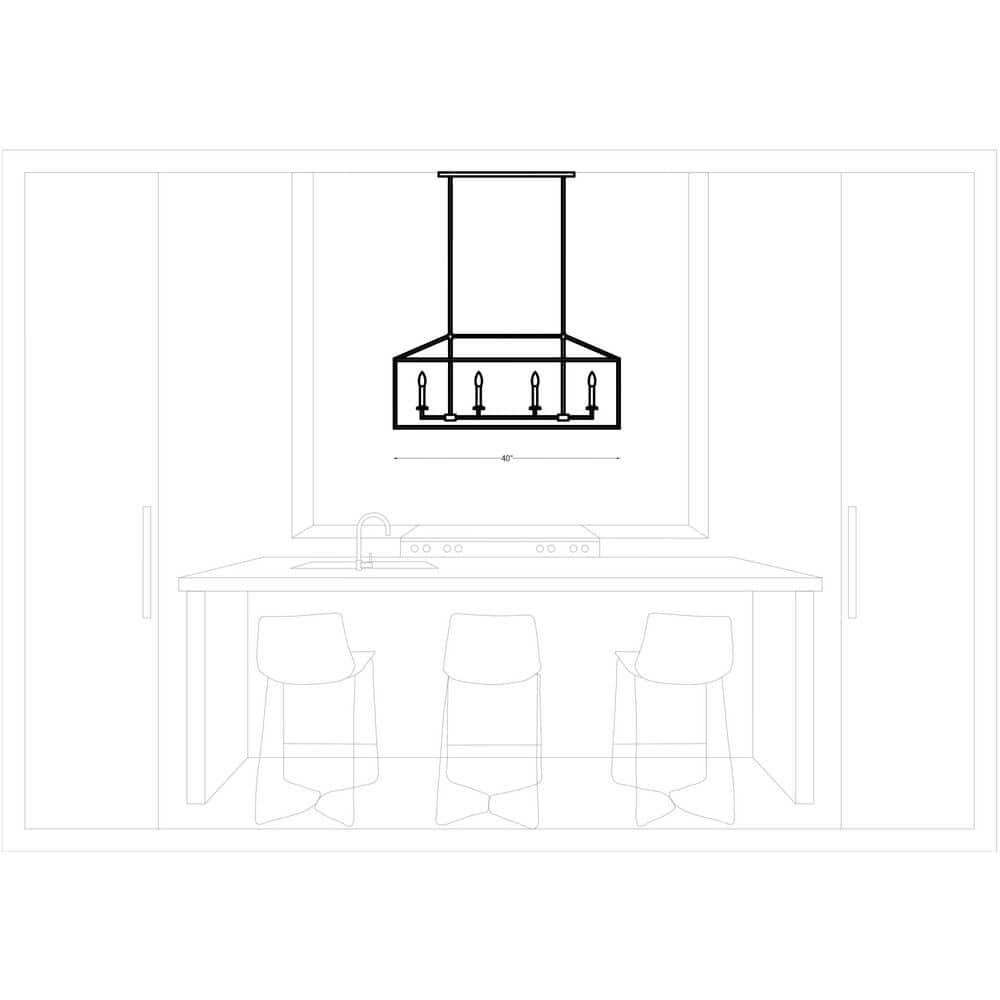 Modern Transitional Satin Brass 8-Light Linear Chandelier