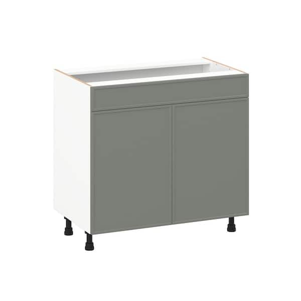 Fairview 36 in.W x 21 in.D x 34.5 in.H Assembled Slim Shaker Bath Sink Base Kitchen Cabinet in Moss Green w/ False Front