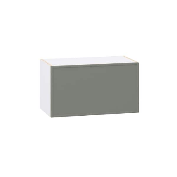 Fairview Moss Green Slim Shaker Assembled Wall Bridge Kitchen Cabinet with Lift Up (27 in. W x 15 in. H x 14 in. D)